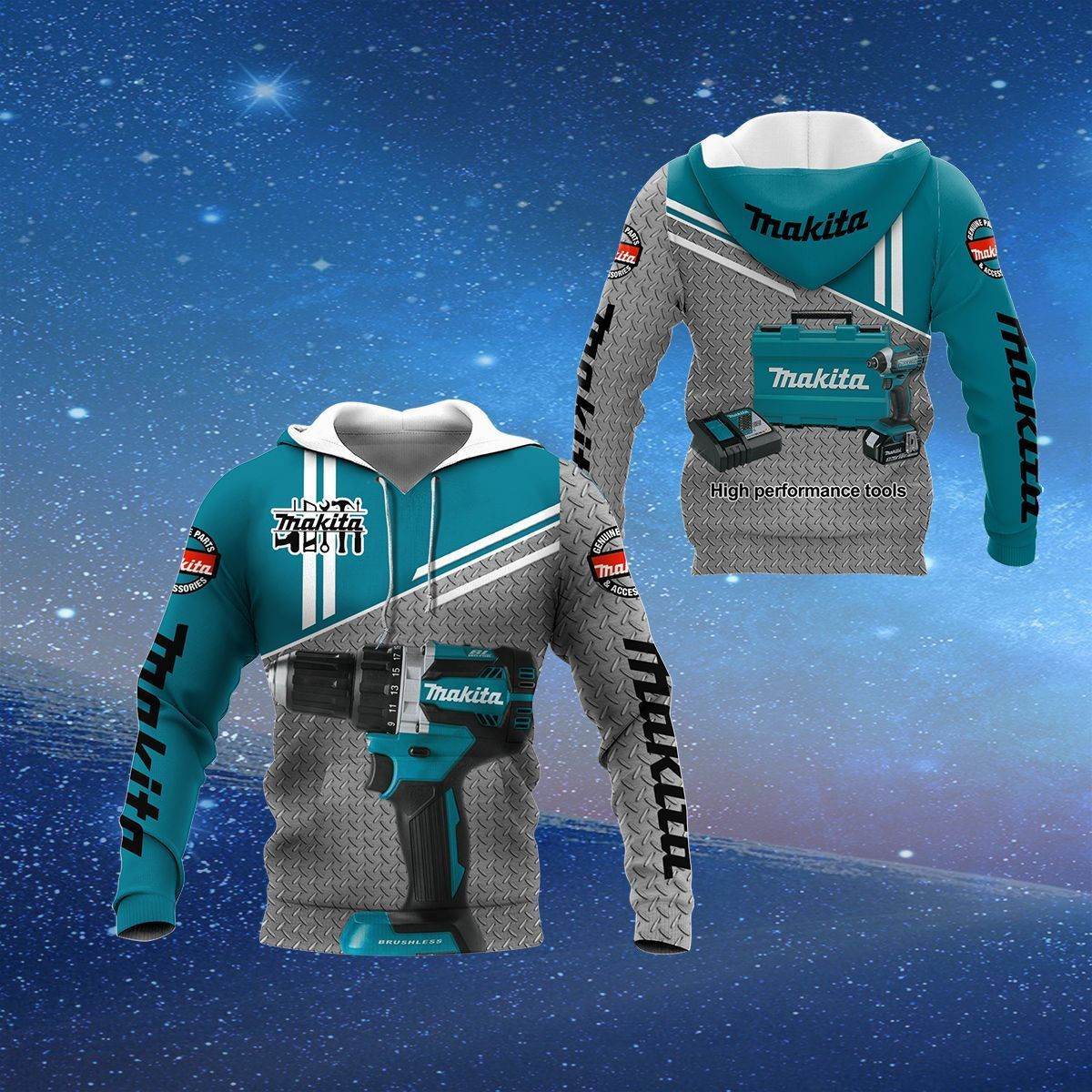 3D All Over Bedruckte TNT-NH Hemden von Makita Ver 2 (Blau)