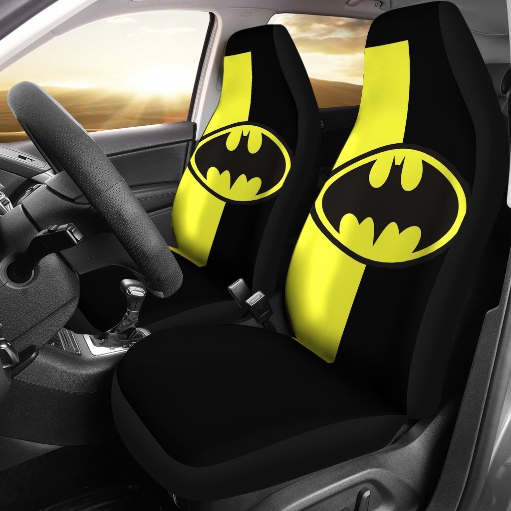 Housse de siège de voiture avec logo noir et jaune Batman (Ensemble de 2)