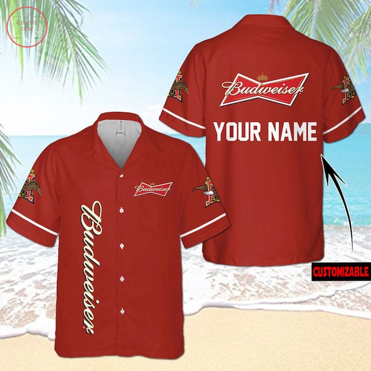 Budweiser Hawaiihemd mit individuellem Namen