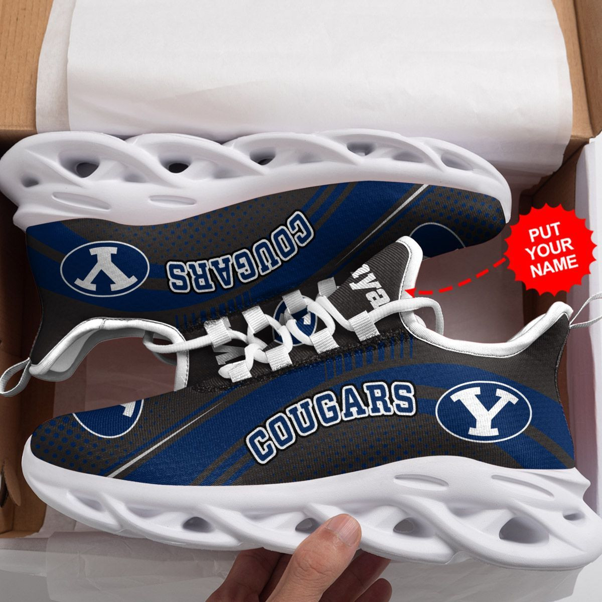 BYU Cougars Chaussures de baskets Max Soul personnalisées personnalisées
