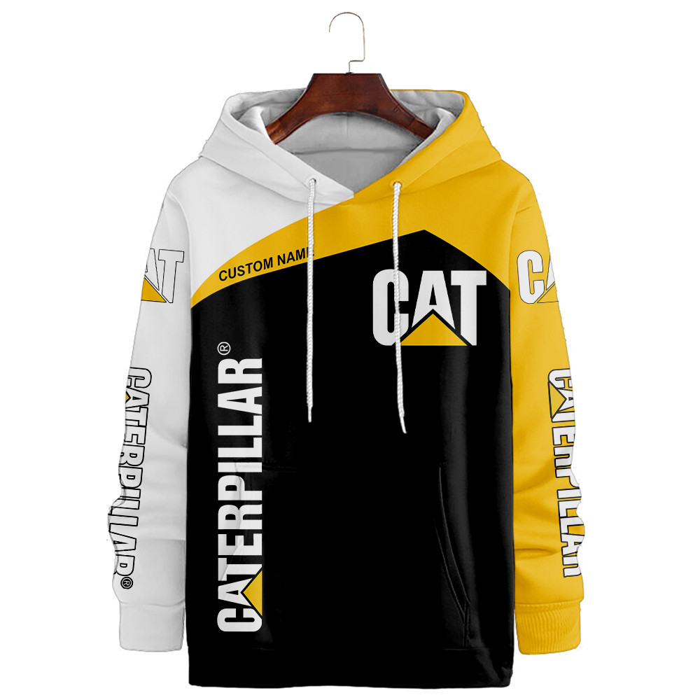Caterpillar Inc T-shirt à impression complète, sweat à capuche, fermeture éclair, bomber, chemise boutonnée 