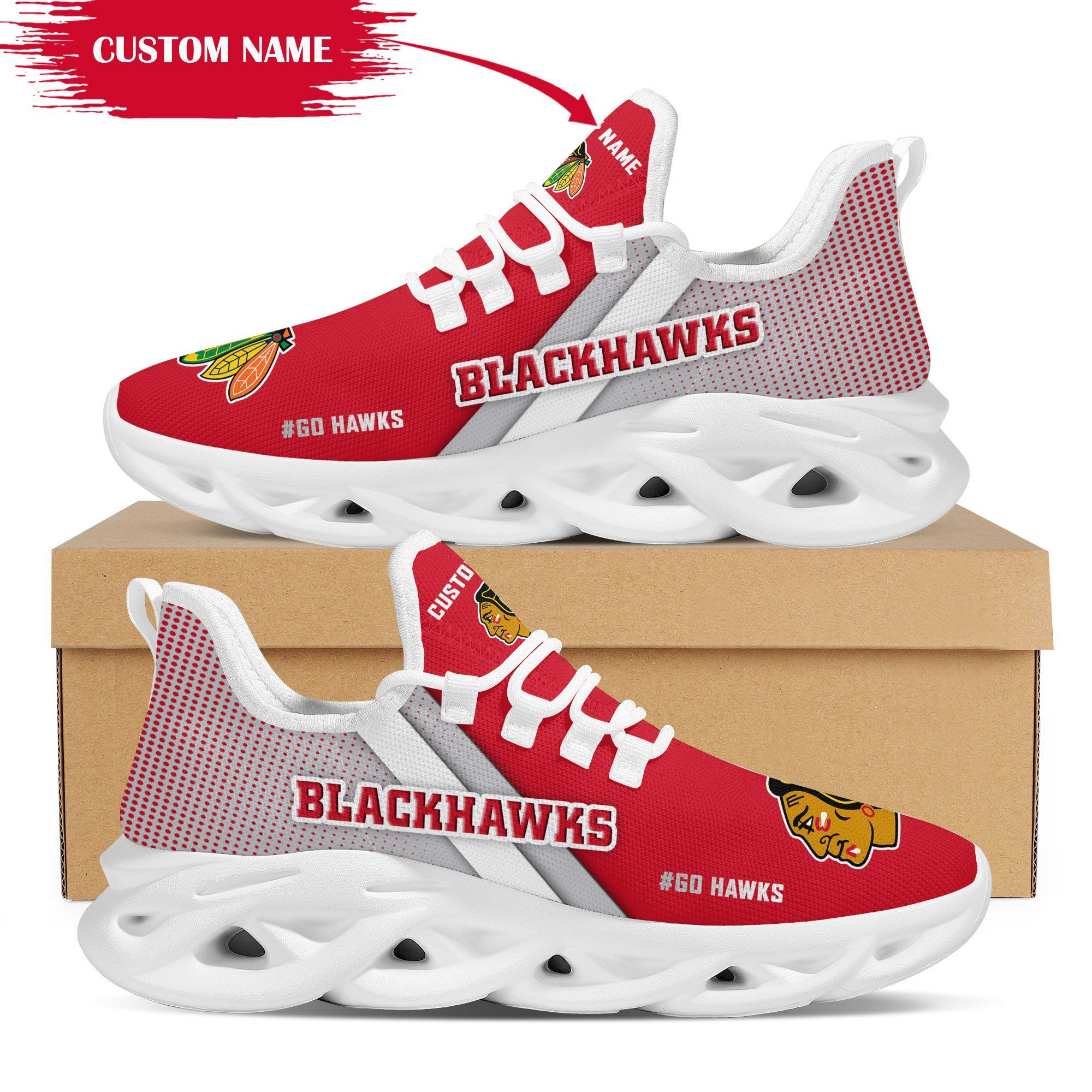 Chaussures de baskets Max Soul personnalisées des Blackhawks de Chicago