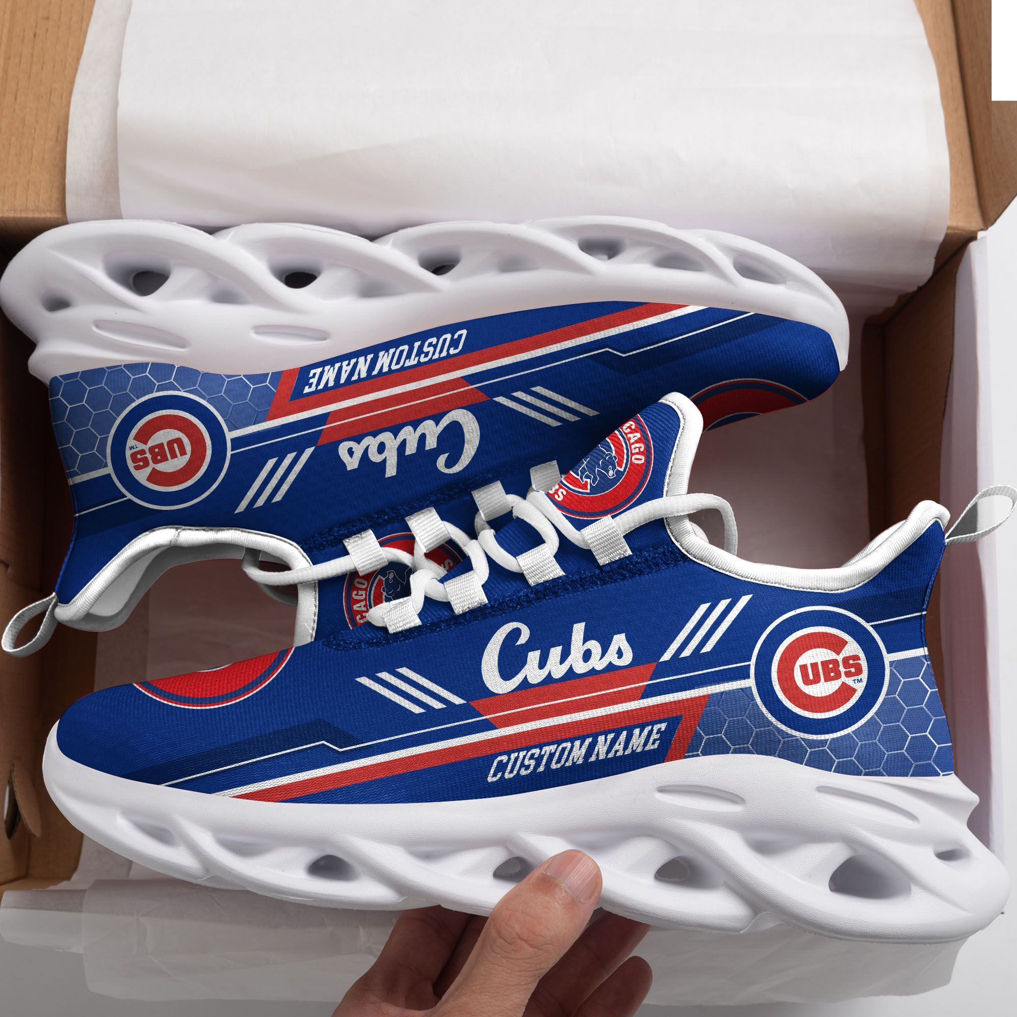 Baskets Max Soul personnalisées des Cubs de Chicago, chaussures de sport de course