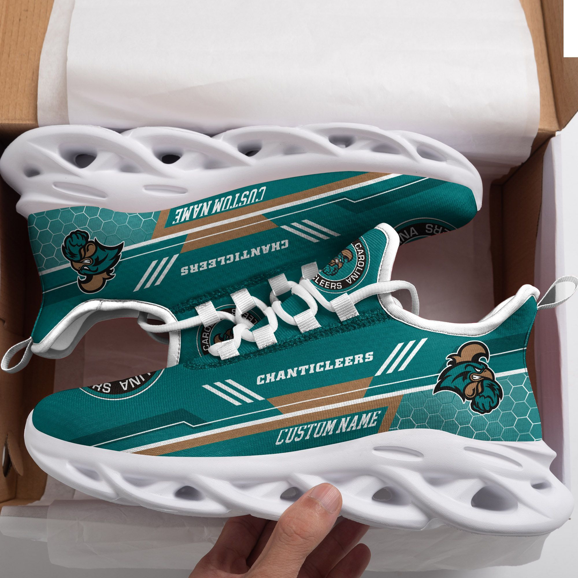 Chaussures de baskets Max Soul personnalisées Coastal Carolina Chanticleers Chaussures de baskets Max Soul personnalisées Coastal Carolina Chanticleers