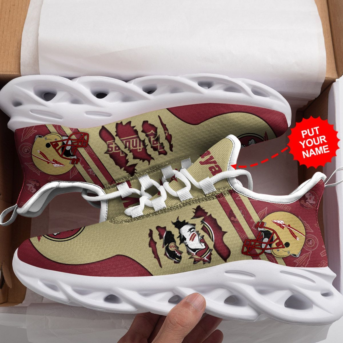 Chaussures de baskets Max Soul personnalisées des Seminoles de l'État de Floride