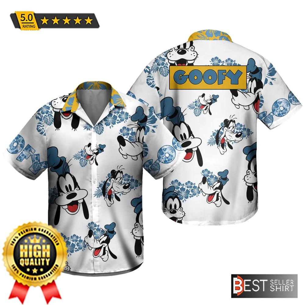 Chemise Hawaï Personnages Mickey Mouse Dingo Personnalisée