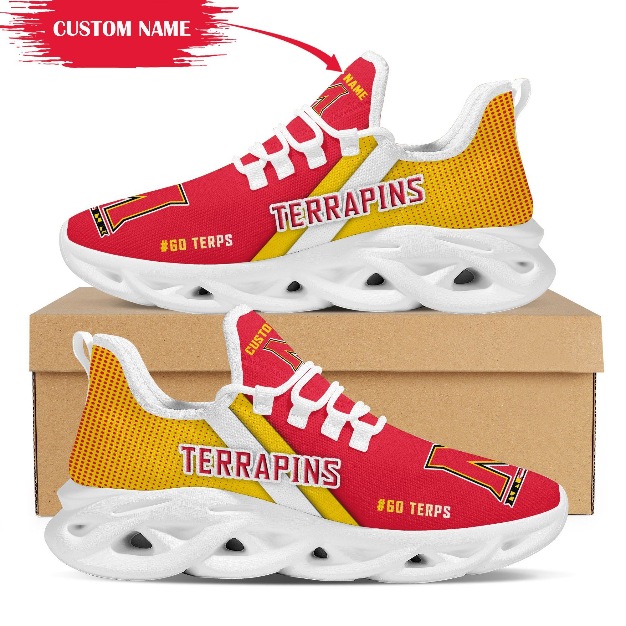 Maryland Terrapins Chaussures de baskets Max Soul personnalisées personnalisées Université du Maryland, College Park  