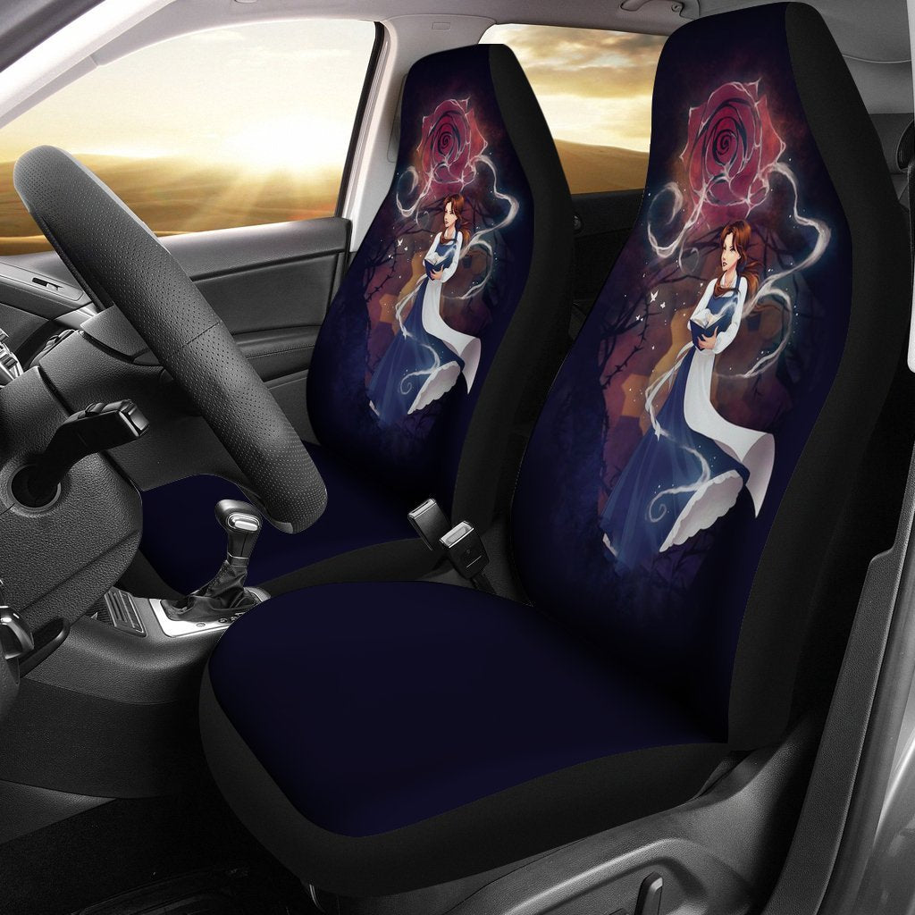 Housse de siège de voiture Rose Art La Belle et la Bête (Ensemble de 2)