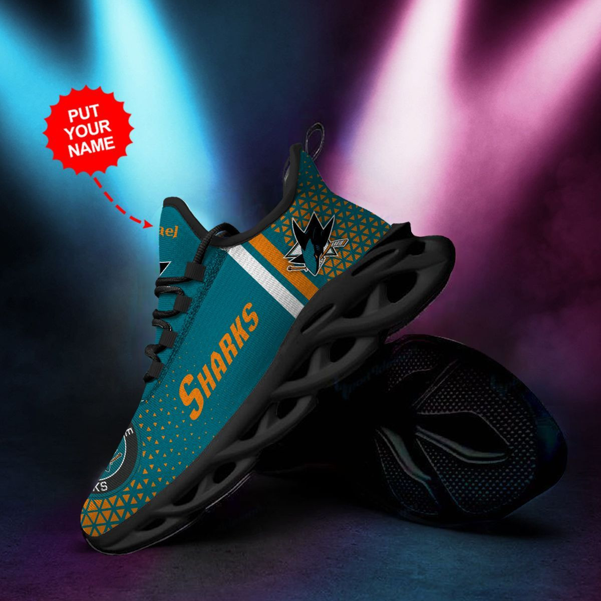 Chaussures de baskets Max Soul personnalisées des Sharks de San Jose